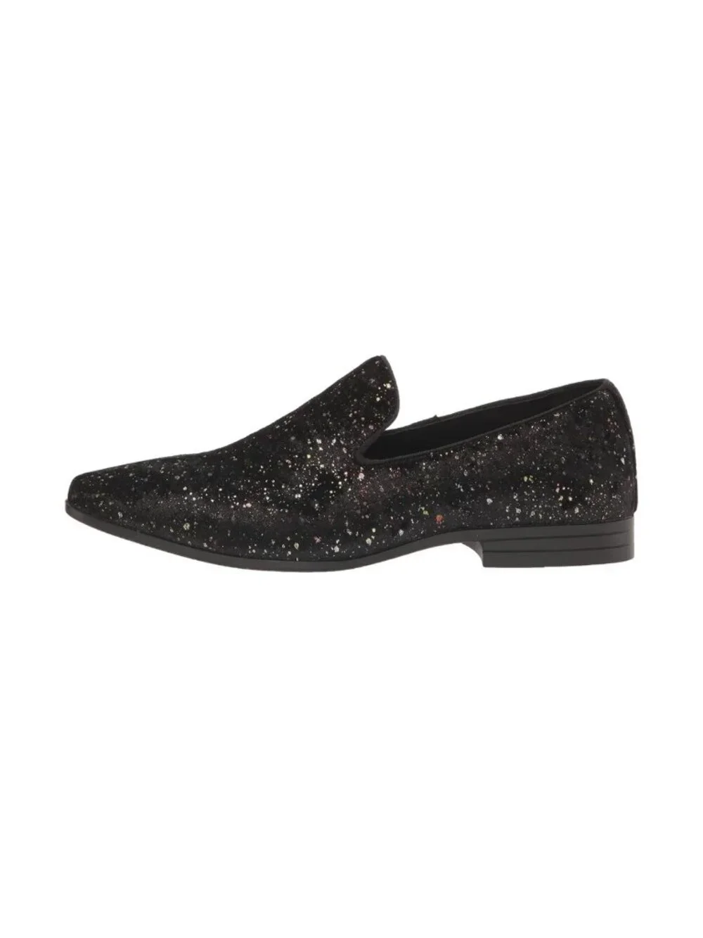 New Stacy Adams Stellar Black Glitter Slip-On Loafers Men’s
